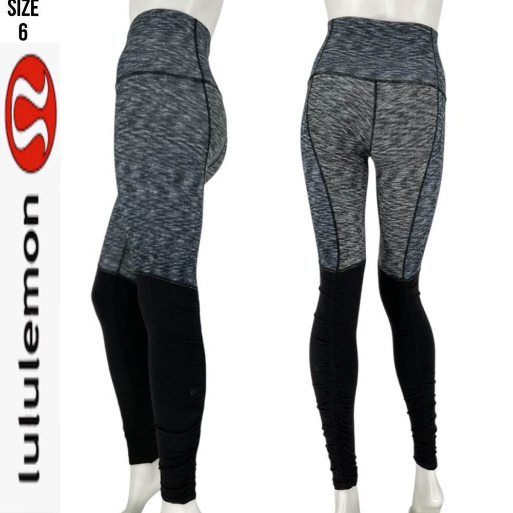 Lululemon Wunder Under Pant *Cotton (Roll Down) - Heathered Bark Chocolate